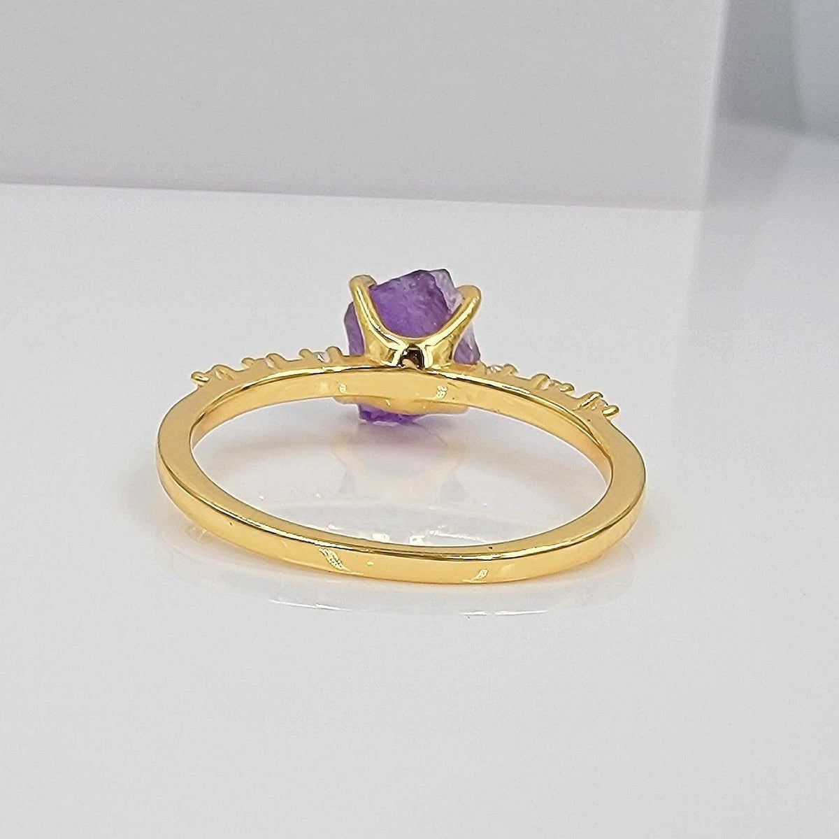 Real Raw Amethyst Tiny Ring - Uniquelan Jewelry