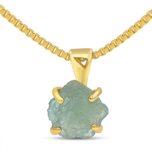 Tri Raw Aquamarine Necklace - Uniquelan Jewelry