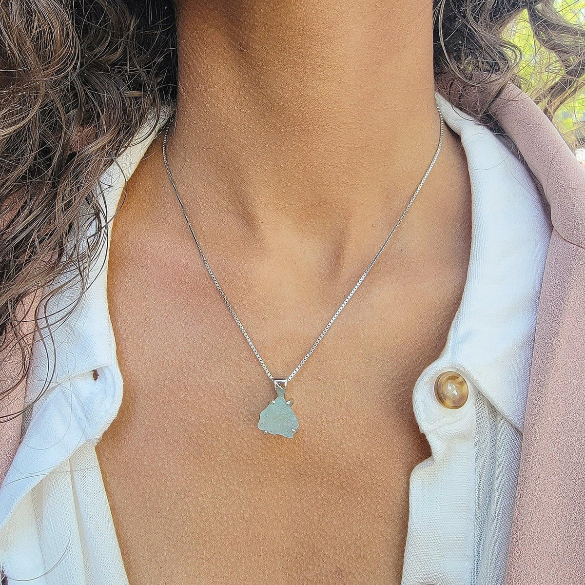 Tri Raw Aquamarine Necklace - Uniquelan Jewelry