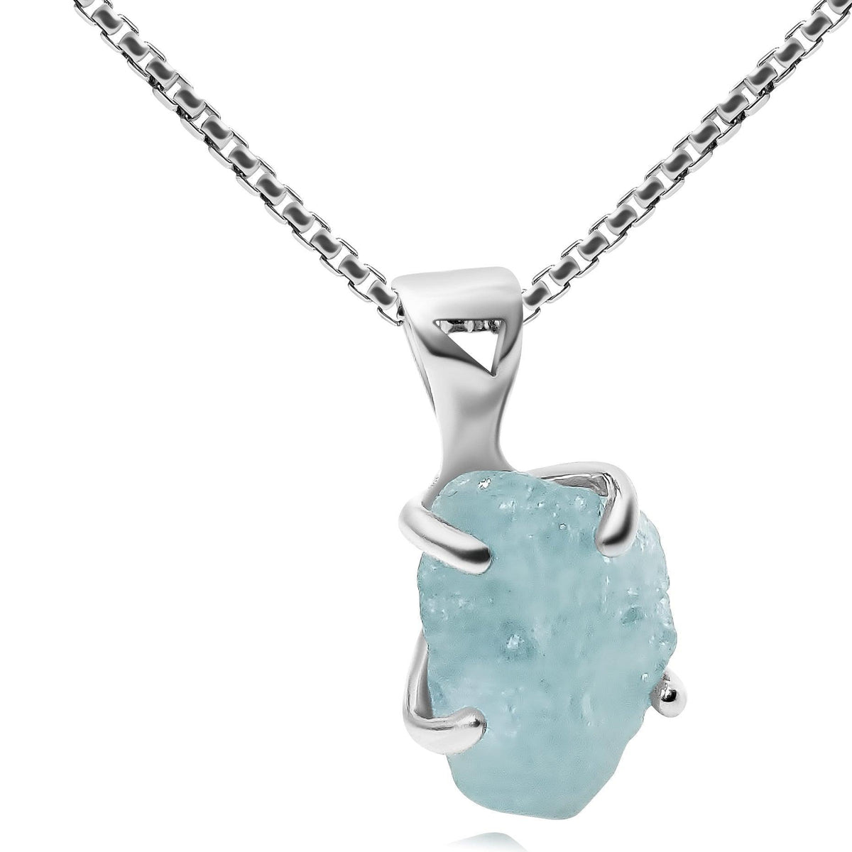 Tri Raw Aquamarine Necklace - Uniquelan Jewelry