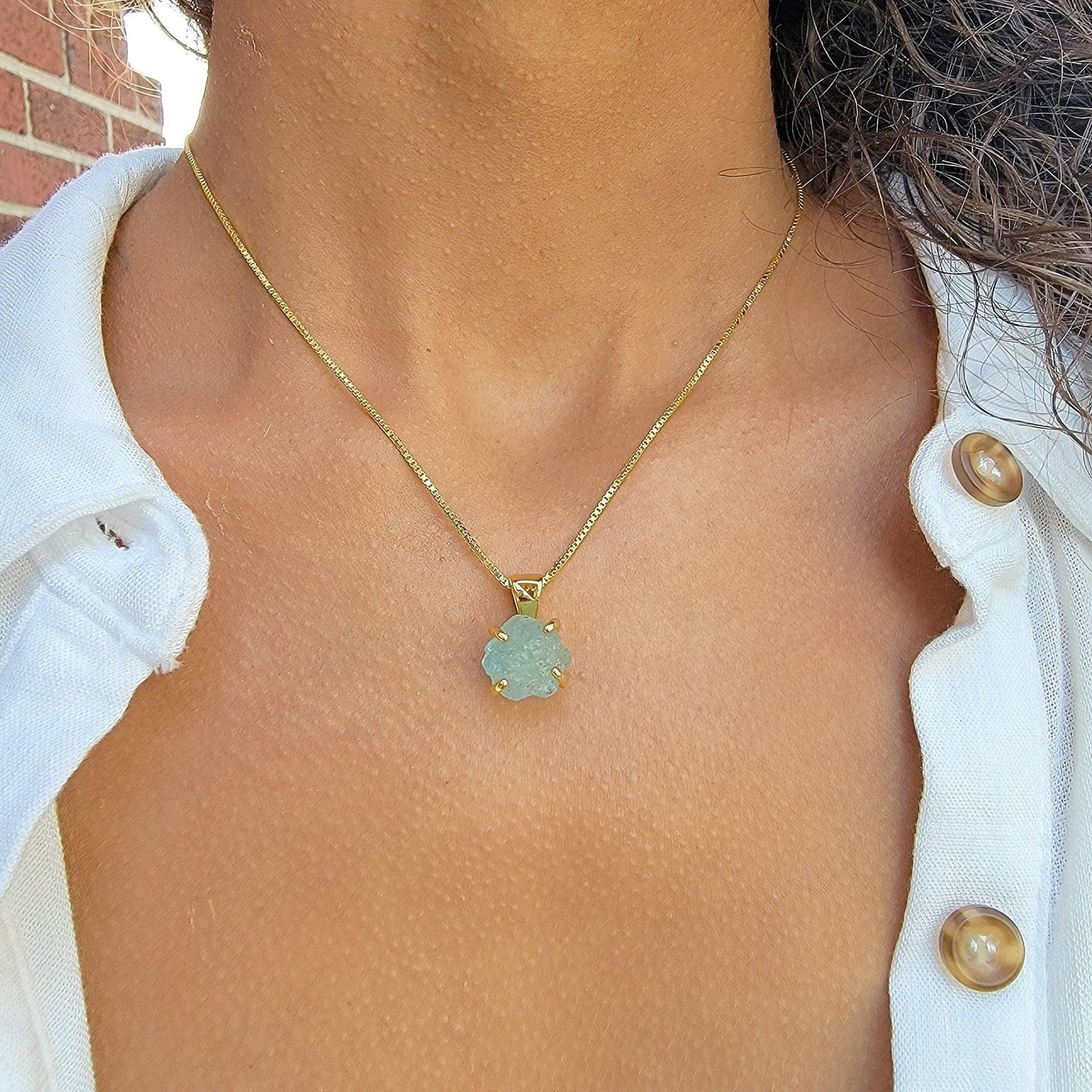 Tri Raw Aquamarine Necklace - Uniquelan Jewelry