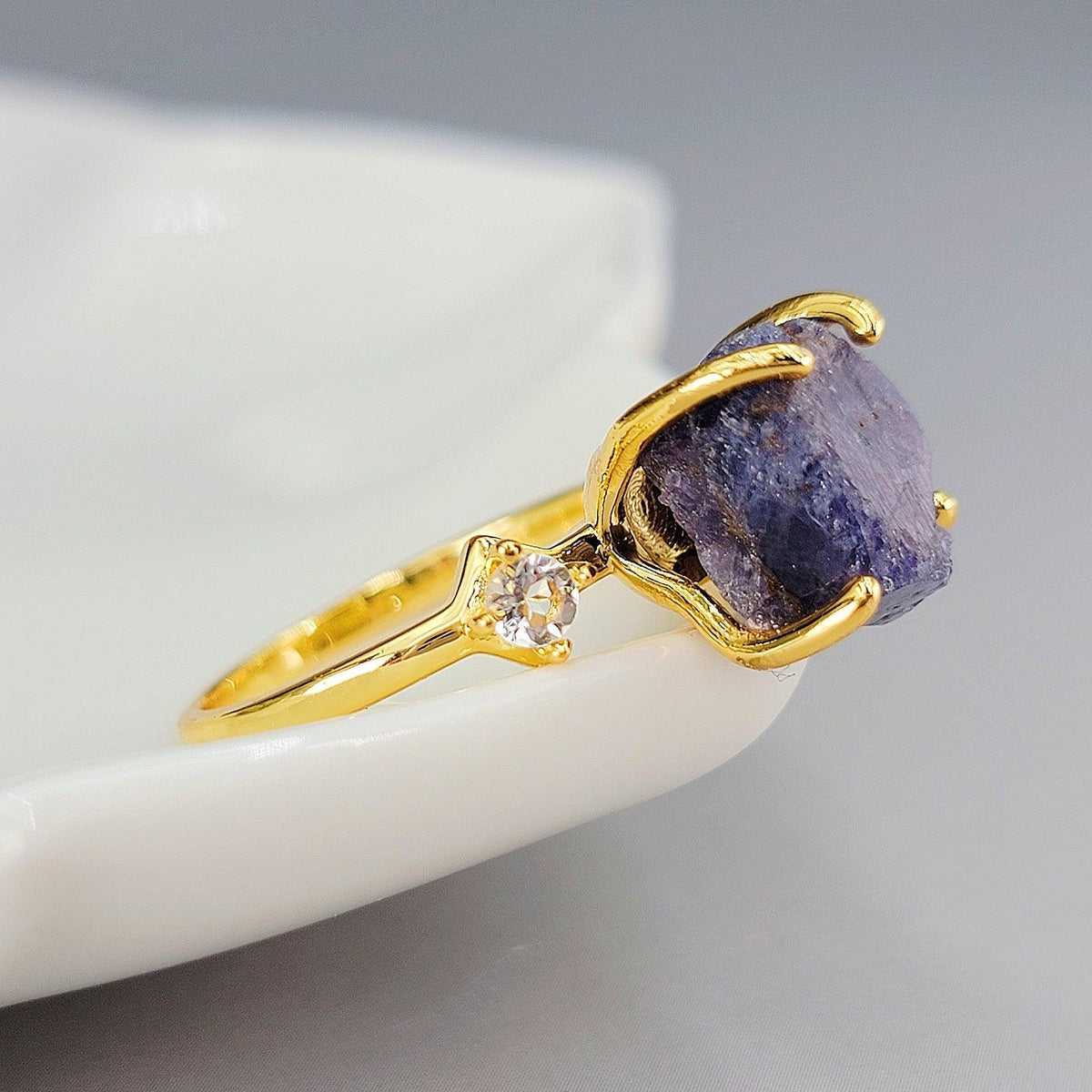 Real Raw Blue Sapphire Ring - Uniquelan Jewelry