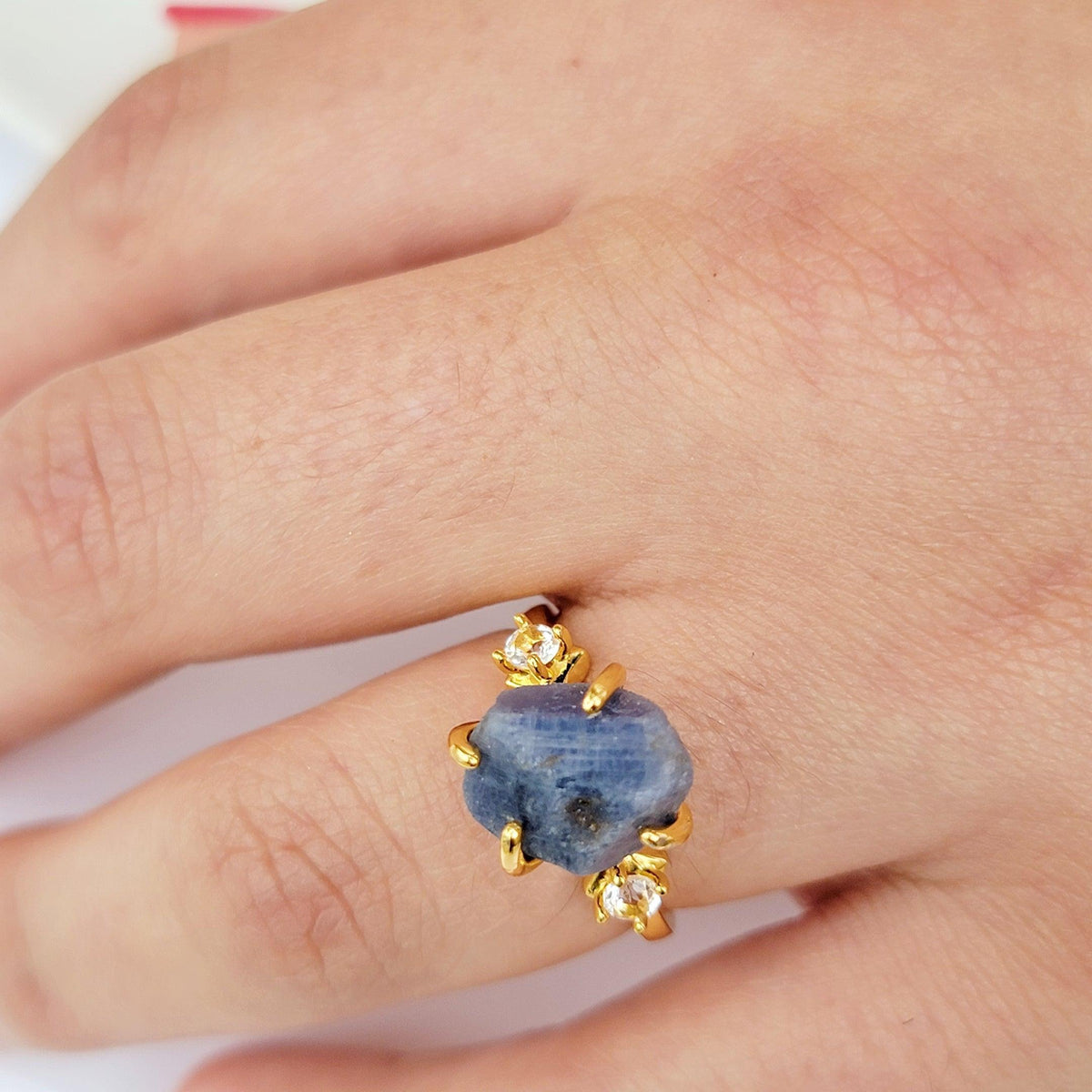 Real Raw Blue Sapphire Ring - Uniquelan Jewelry