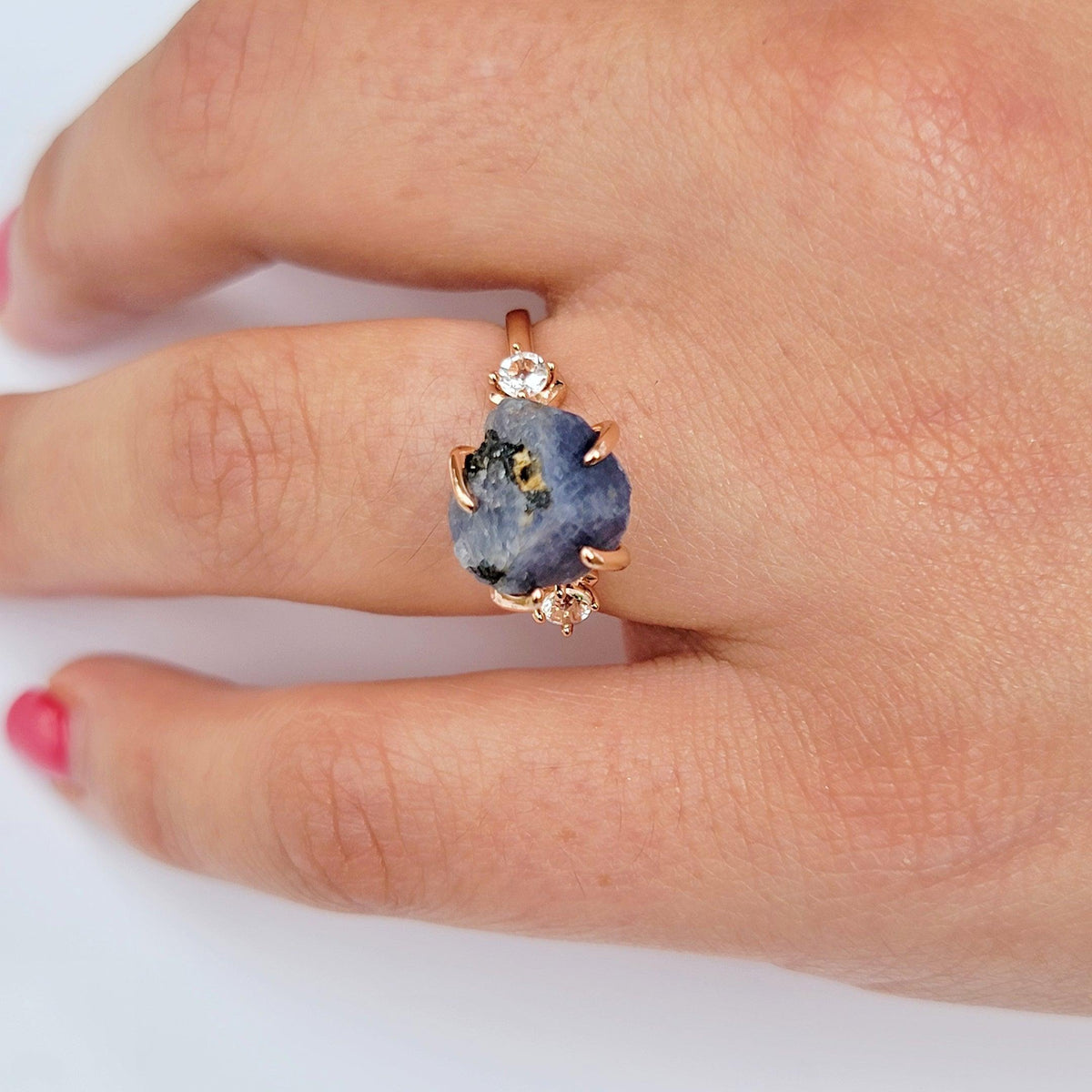Real Raw Blue Sapphire Ring - Uniquelan Jewelry