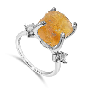 Real Raw Citrine Crystal Ring - Uniquelan Jewelry