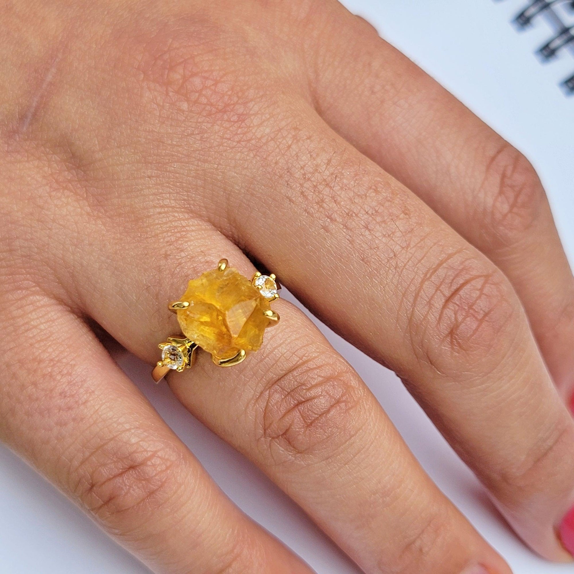 Real Raw Citrine Crystal Ring - Uniquelan Jewelry