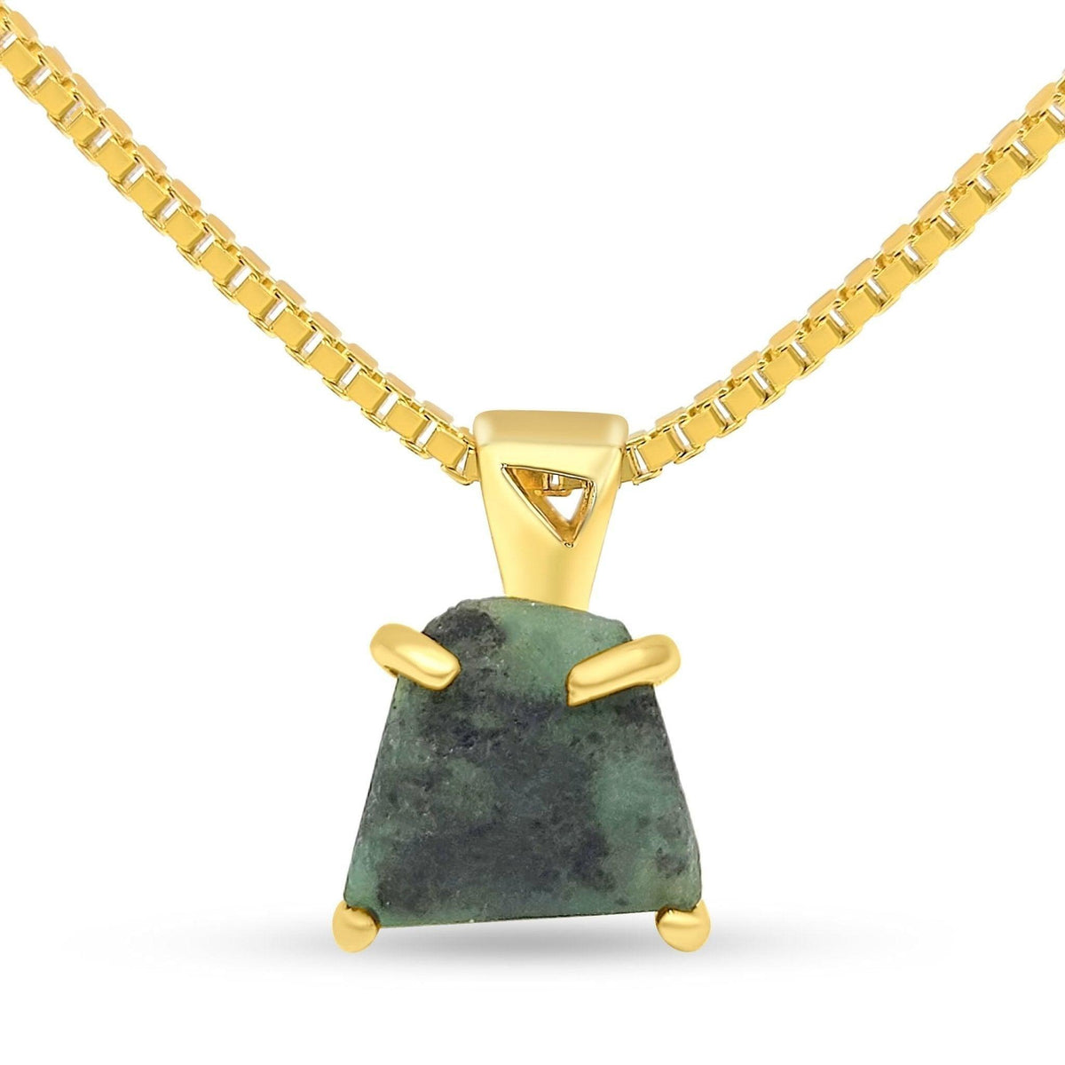 Real Raw Emerald Pendant Necklace - Uniquelan Jewelry