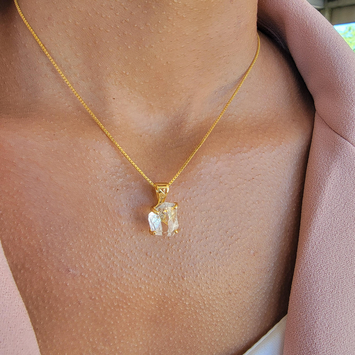 Real Raw Herkimer Diamond Pendant - Uniquelan Jewelry