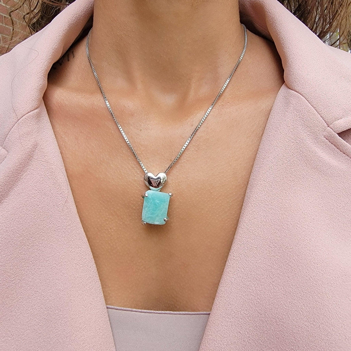 Real Raw Large Amazonite Necklace - Uniquelan Jewelry