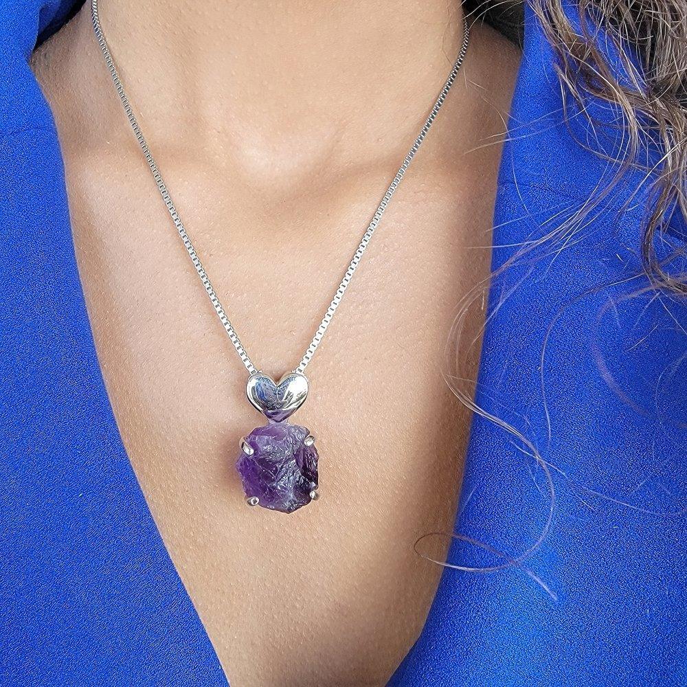Real Raw Large Amethyst Necklace