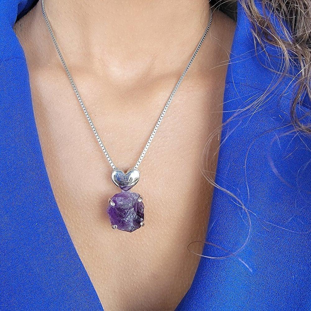 Real Raw Large Amethyst Necklace - Uniquelan Jewelry