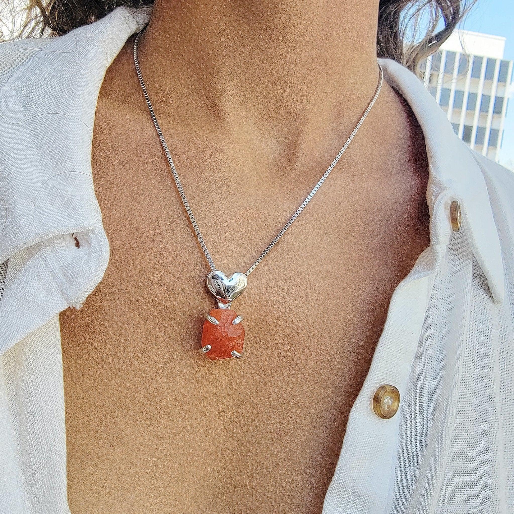 Real Raw Large Carnelian Necklace