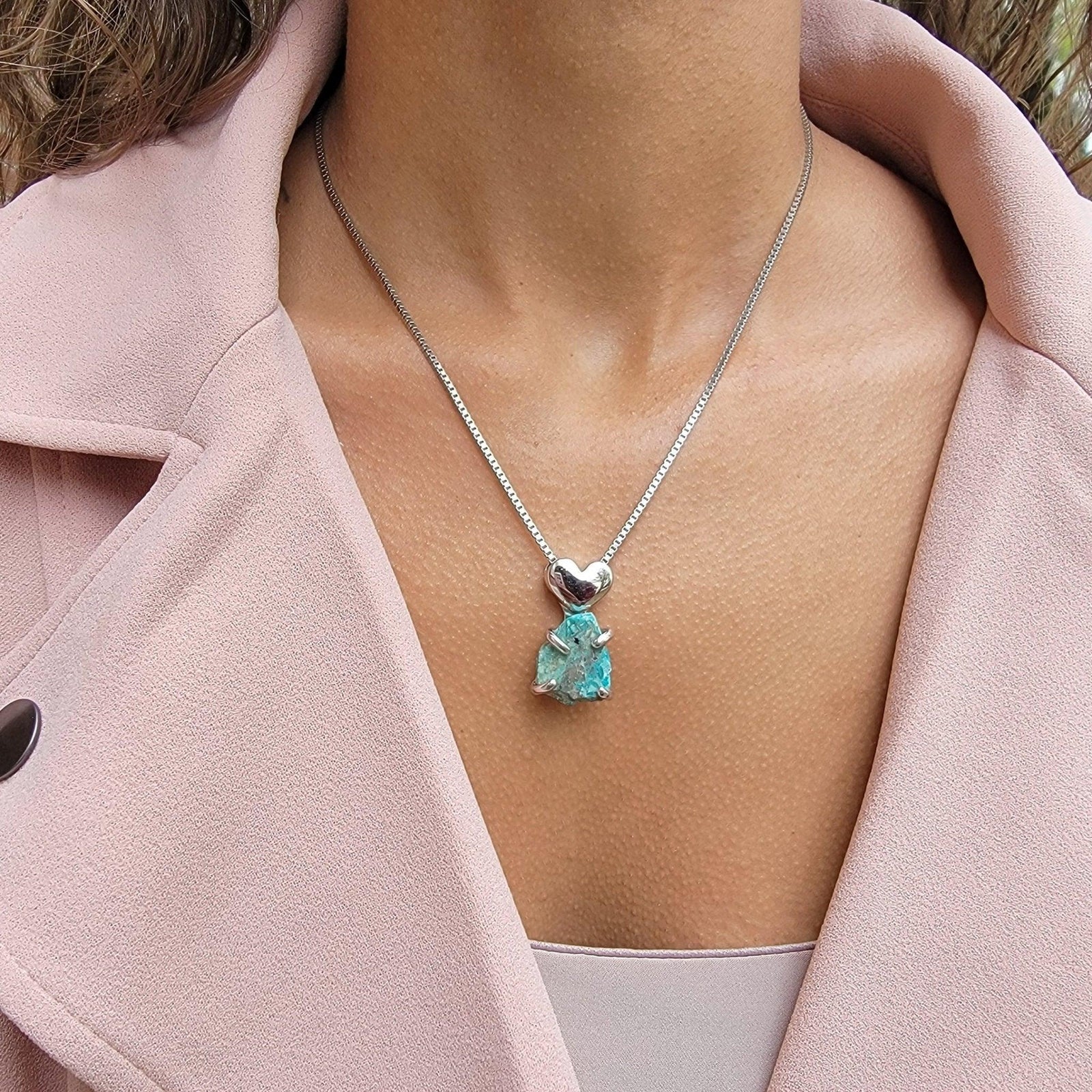 Real Raw Large Chrysocolla Necklace - Uniquelan Jewelry