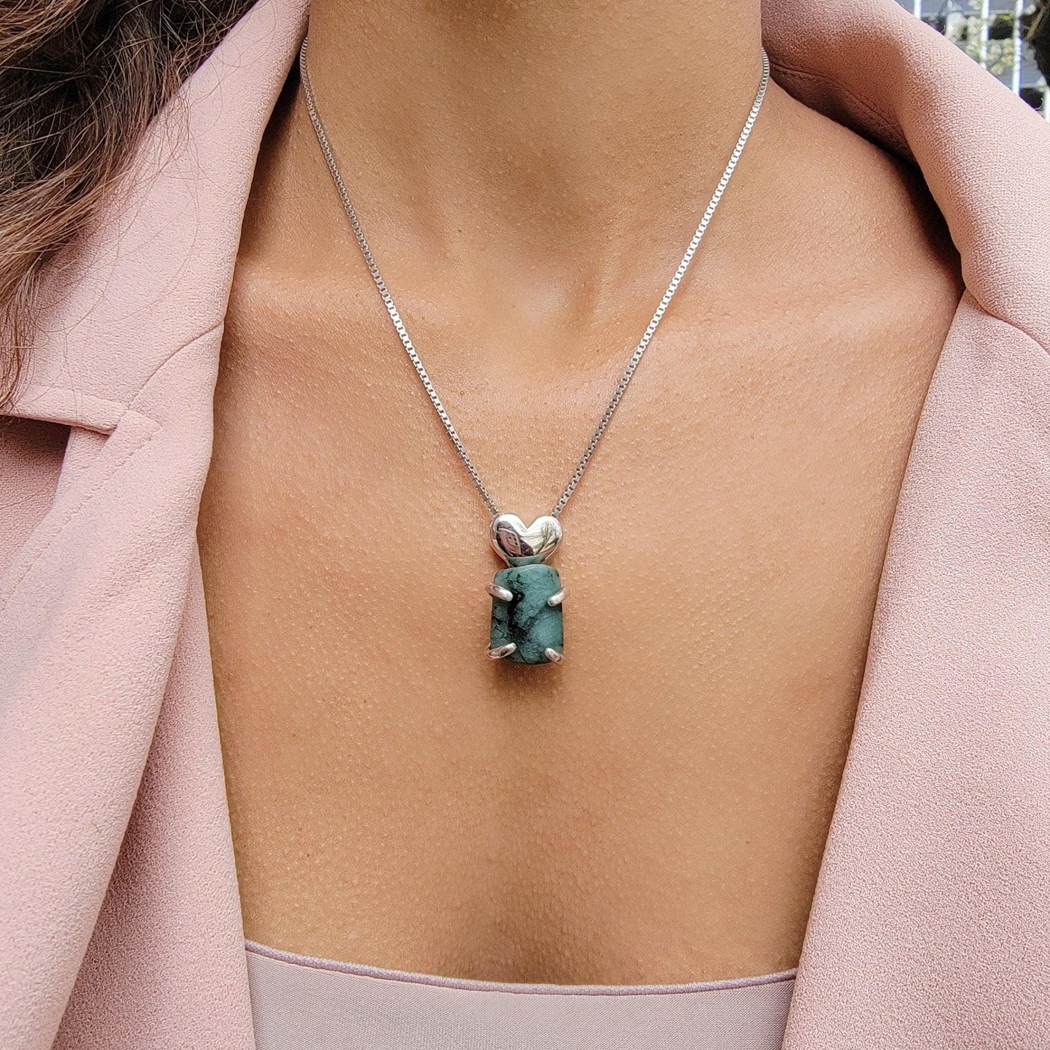 Large Gem Drop Necklace - Emerald – Andrea Montgomery Designs