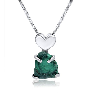 Raw Malachite Heart Necklace - Uniquelan Jewelry