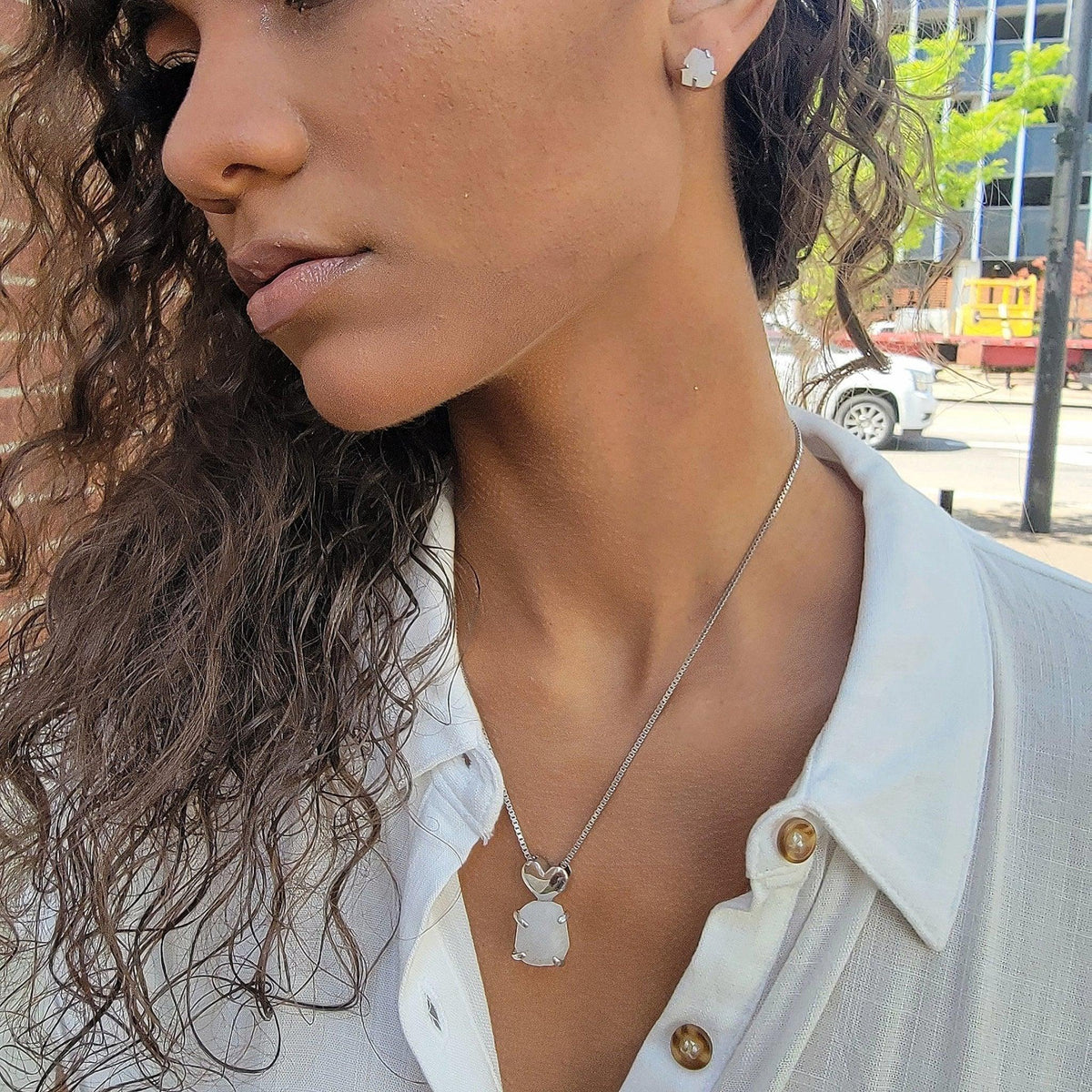 Raw Large Moonstone Necklace - Uniquelan Jewelry