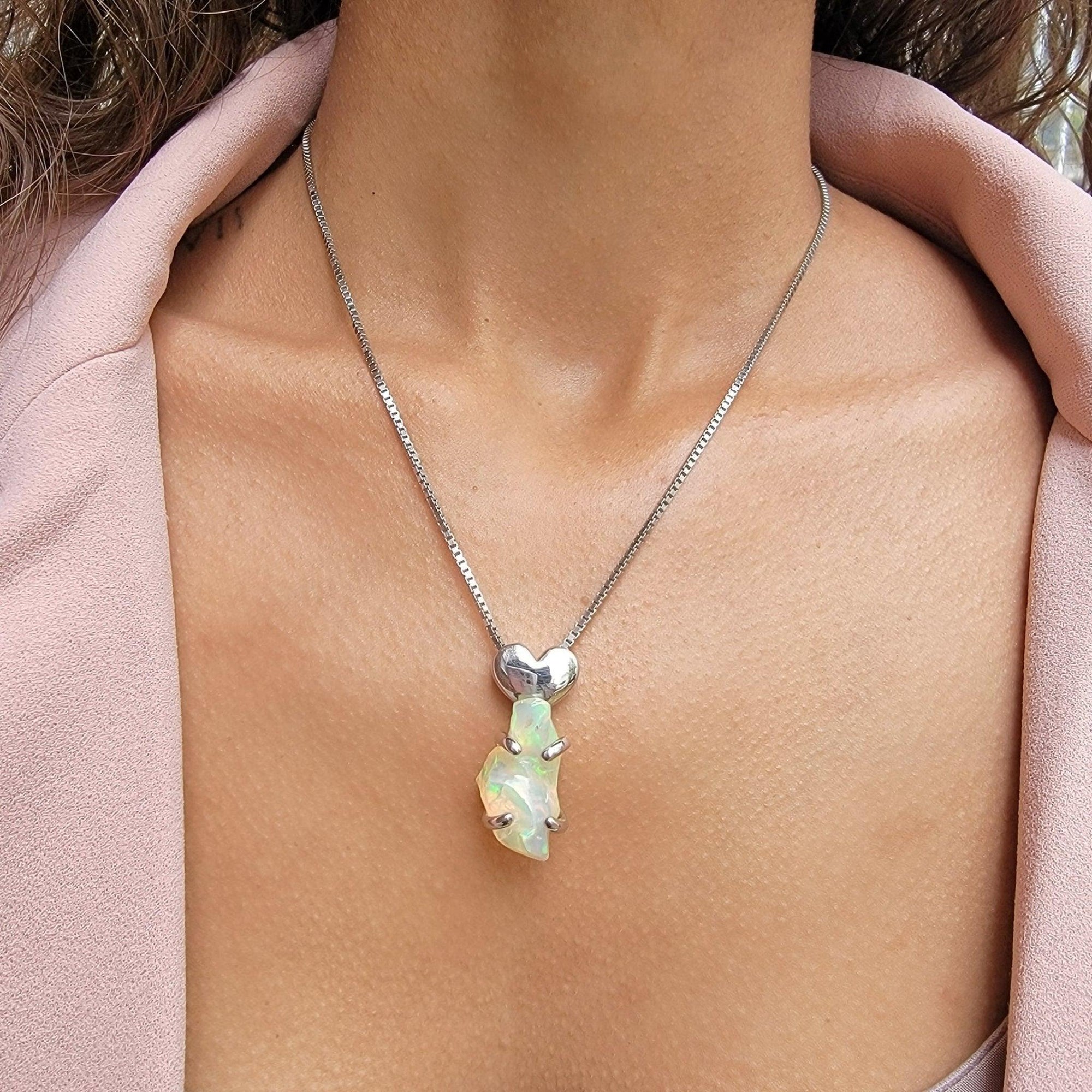 Opal 925 Sterling Silver Necklace - Uniquelan Jewelry