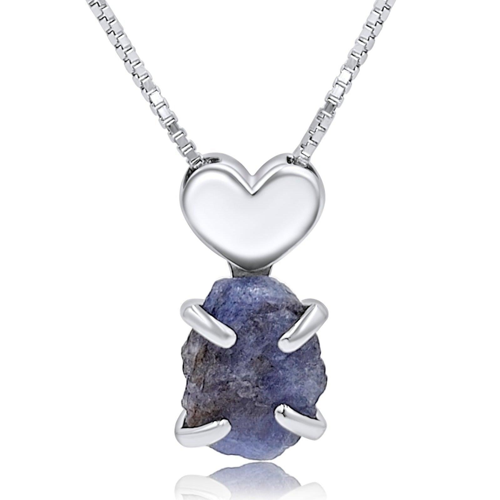 Raw Tanzanite Heart Necklace - Uniquelan Jewelry