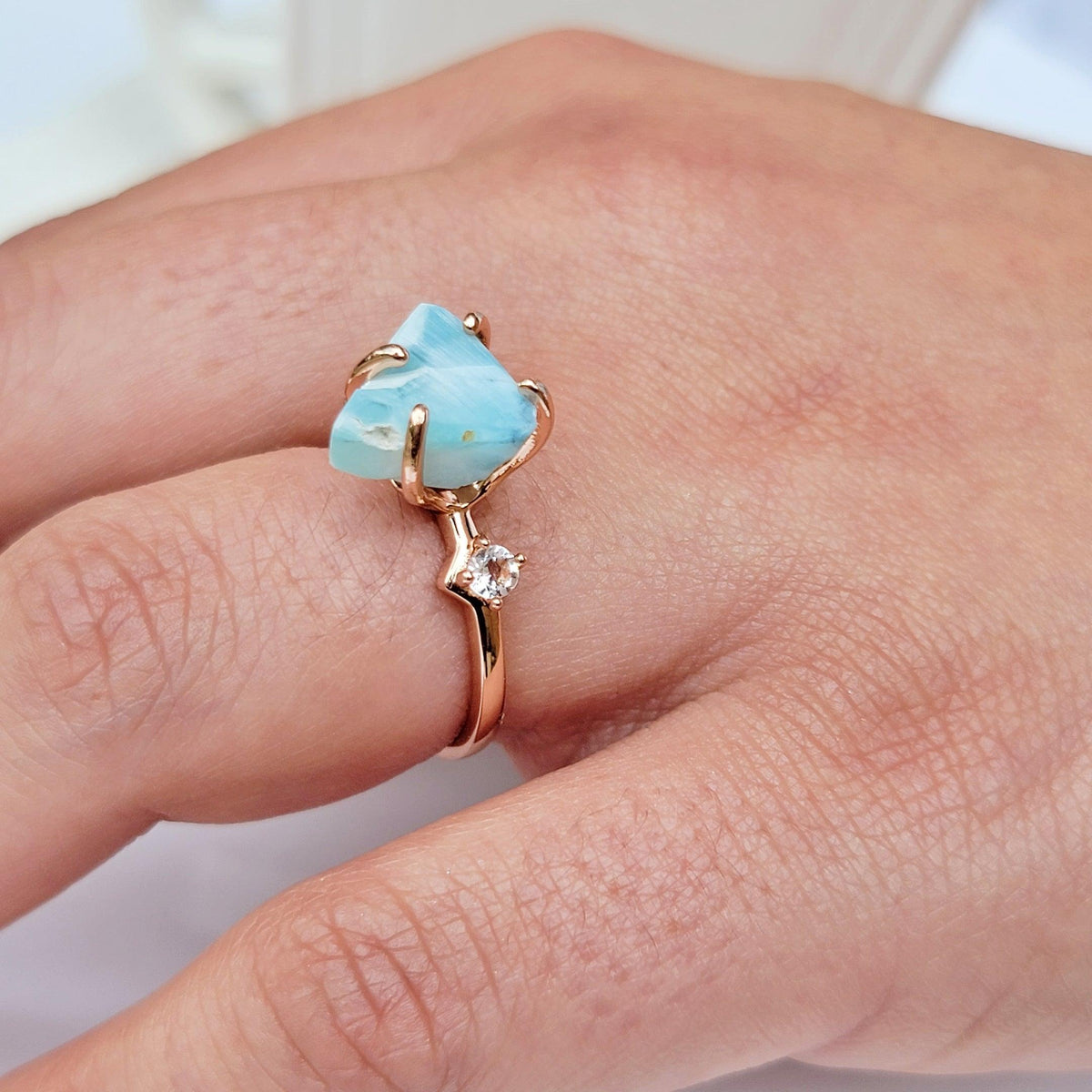 Real Raw Larimar Ring - Uniquelan Jewelry