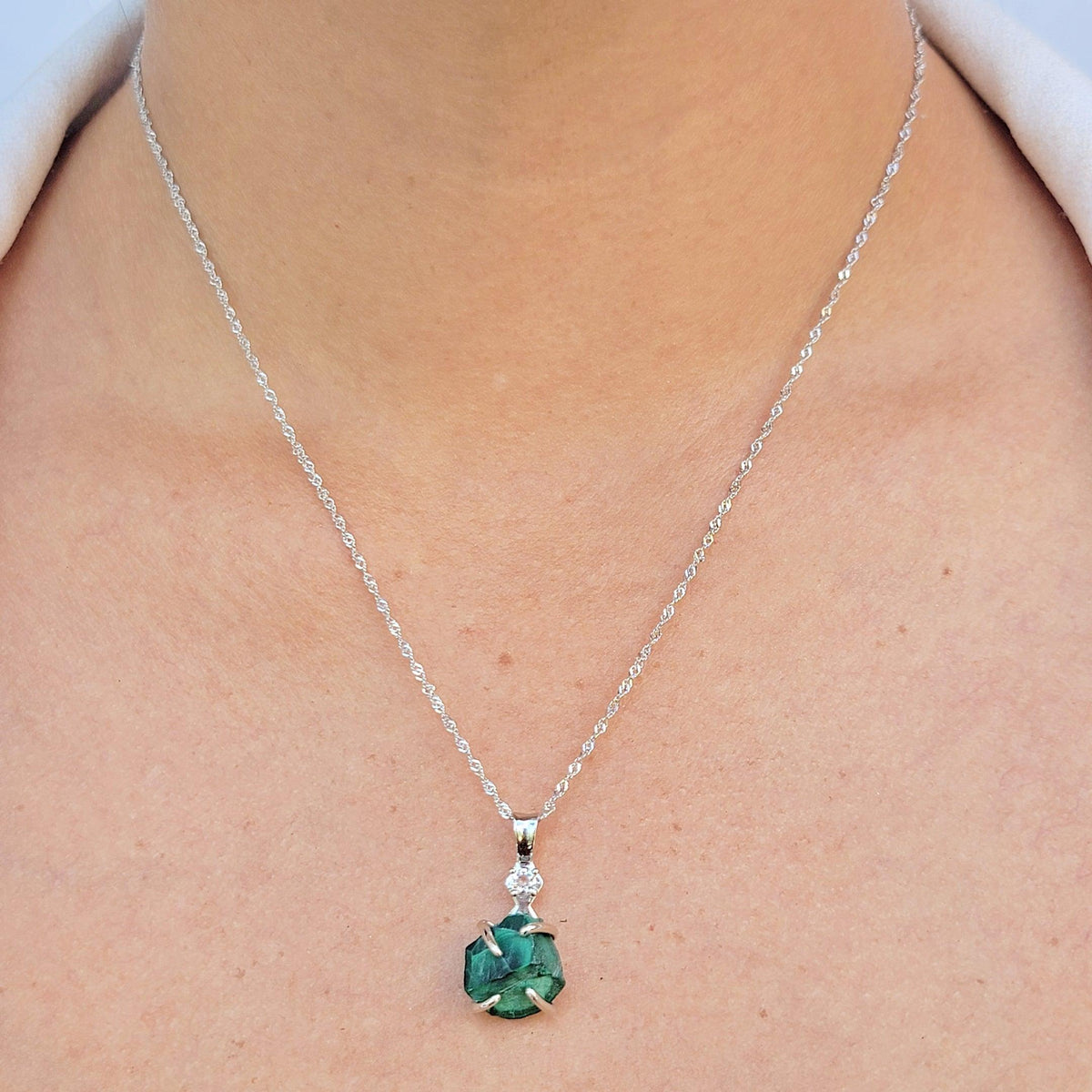 Real Raw Malachite Necklace - Uniquelan Jewelry