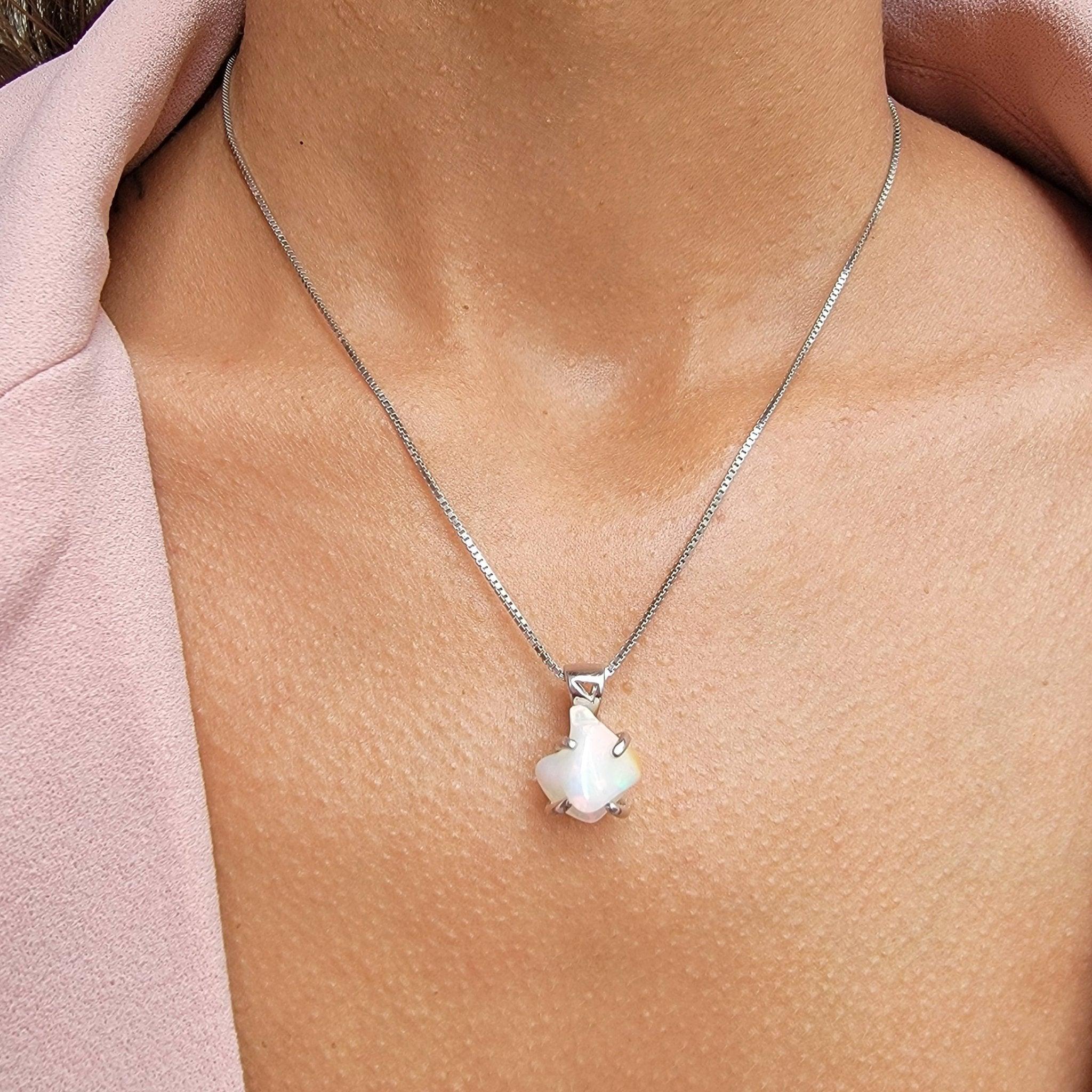 Real Raw Opal Pendant Necklace