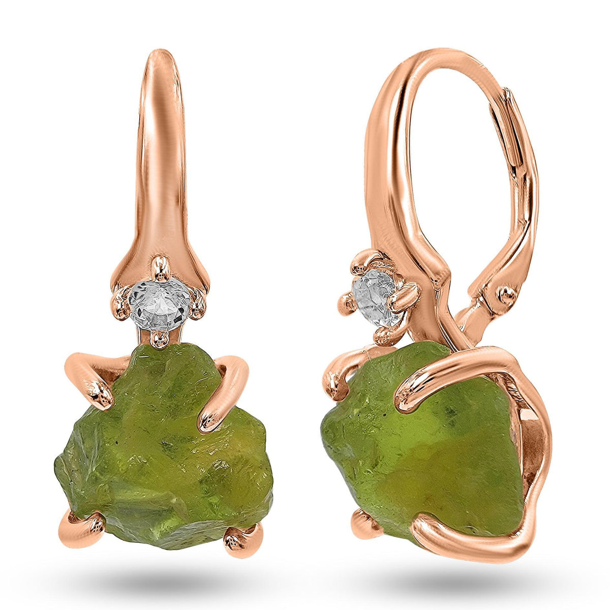 Real Raw Peridot Drop Earrings - Uniquelan Jewelry