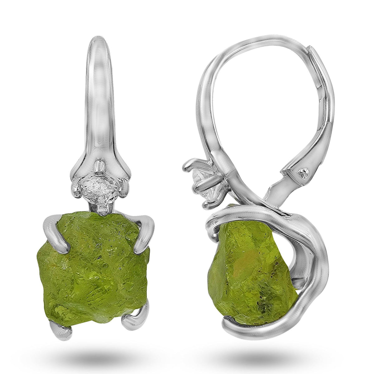 Real Raw Peridot Drop Earrings - Uniquelan Jewelry