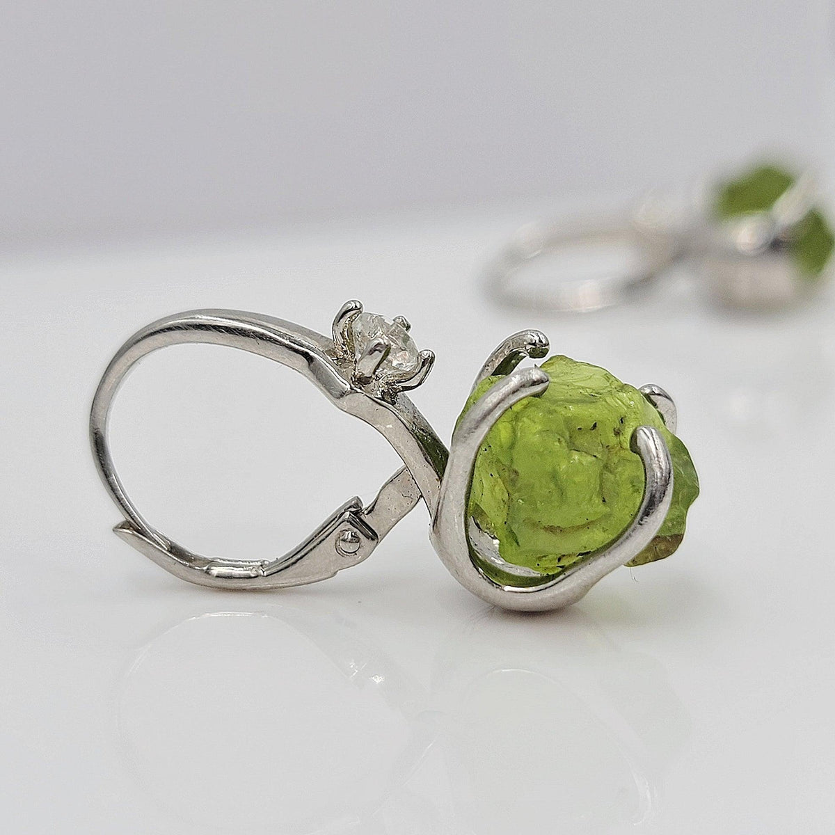 Real Raw Peridot Drop Earrings - Uniquelan Jewelry