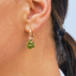 Real Raw Peridot Drop Earrings - Uniquelan Jewelry