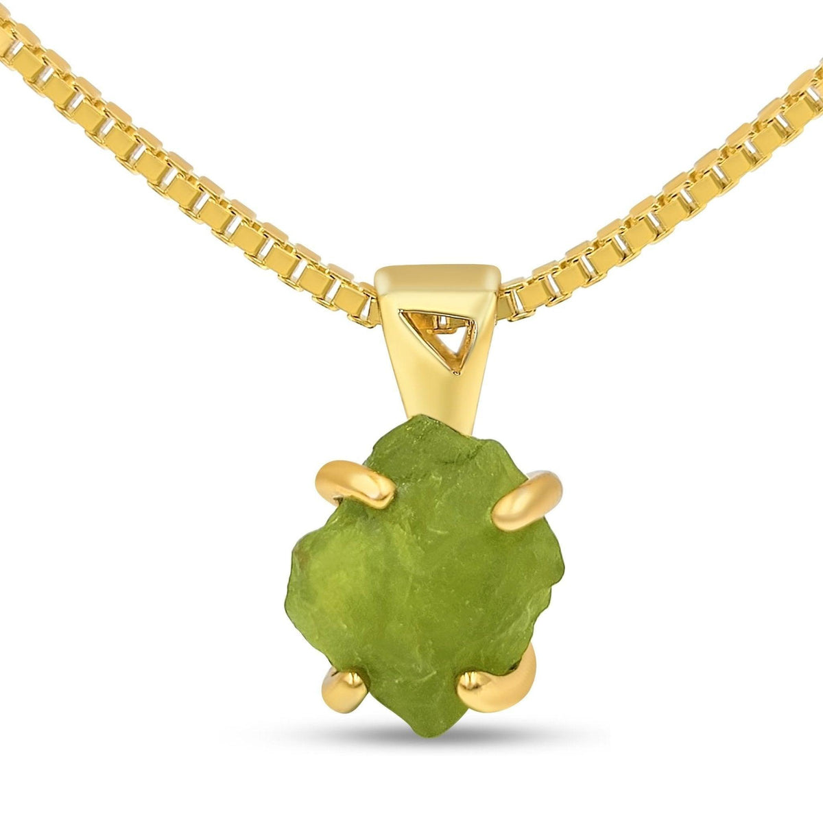 Real Raw Peridot Pendant Necklace - Uniquelan Jewelry