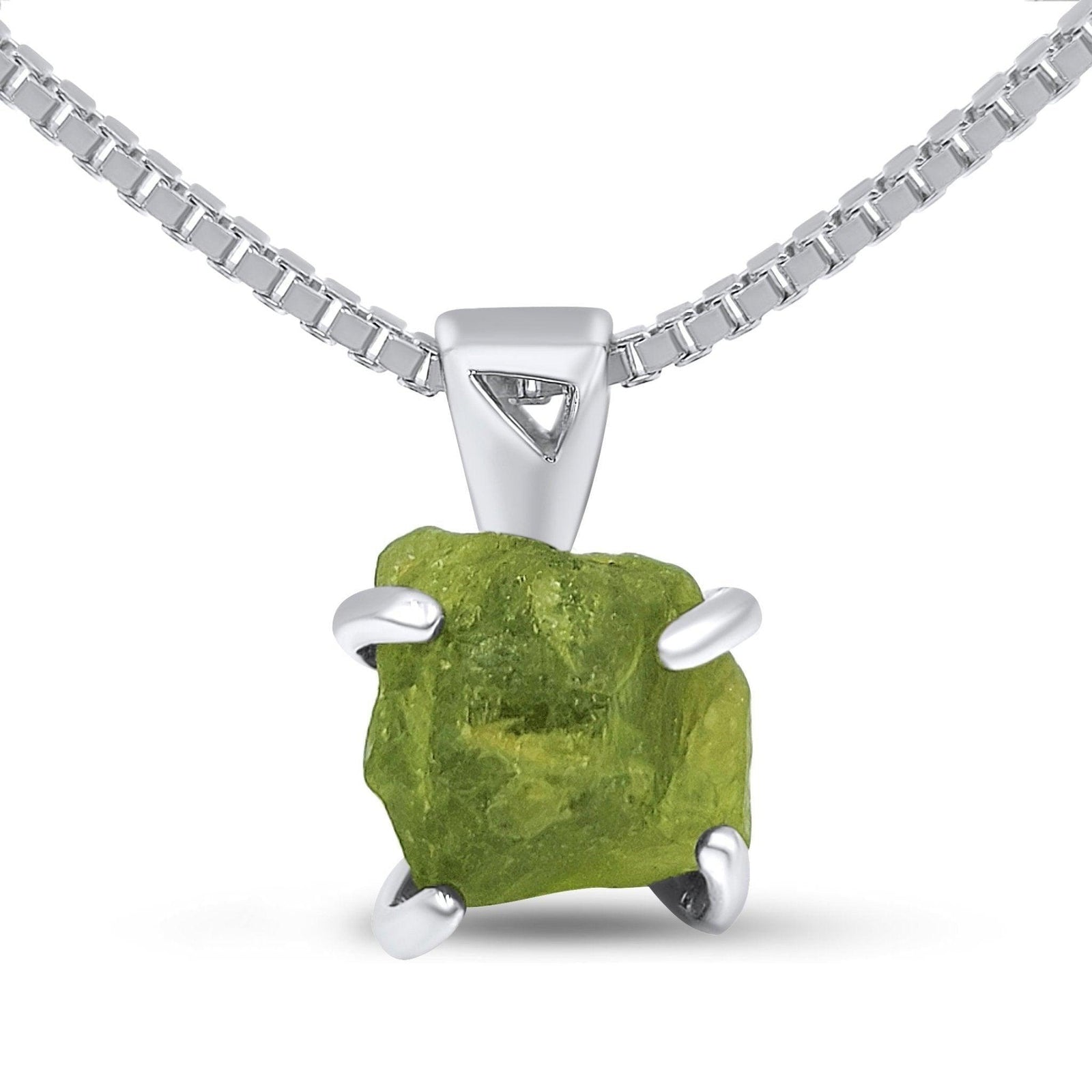 Real Raw Peridot Pendant Necklace - Uniquelan Jewelry