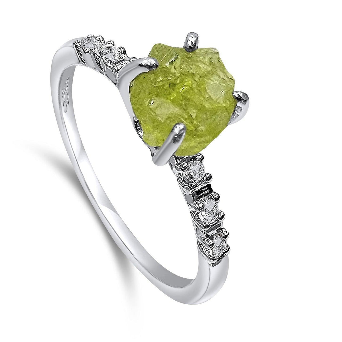 Real Raw Peridot Tiny Ring - Uniquelan Jewelry