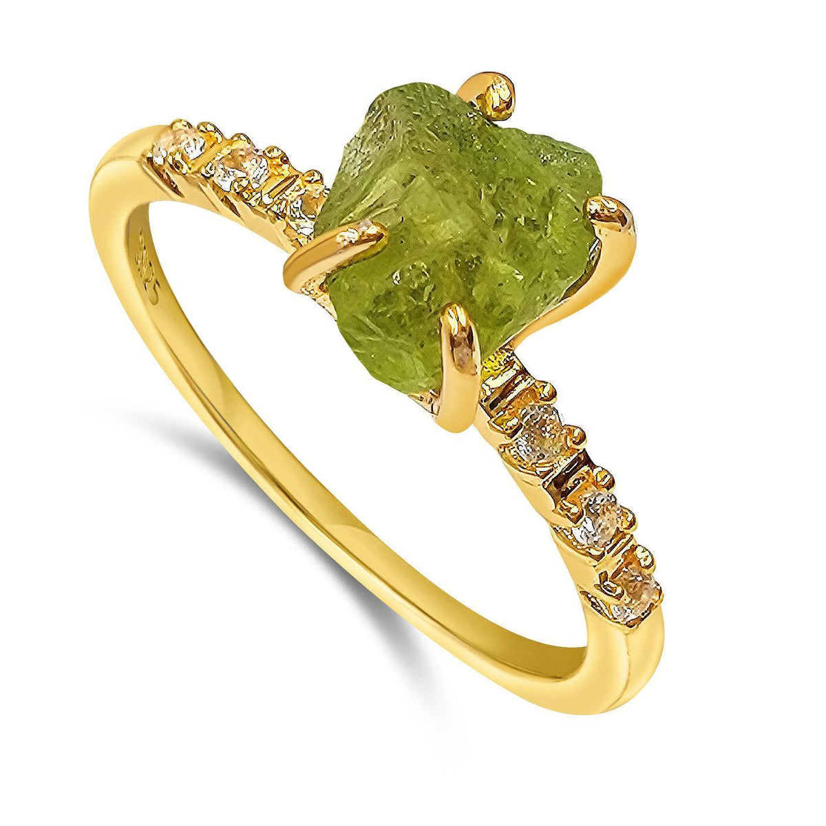 Real Raw Peridot Tiny Ring - Uniquelan Jewelry