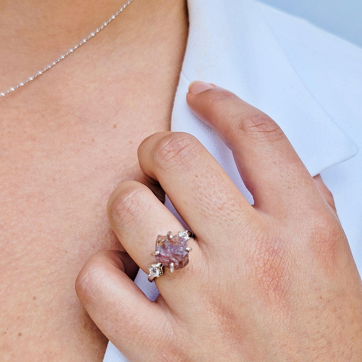 Real Raw Pink Sapphire Ring - Uniquelan Jewelry