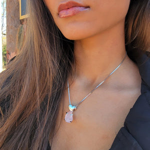 Real Raw Rose Quartz Necklace - Uniquelan Jewelry