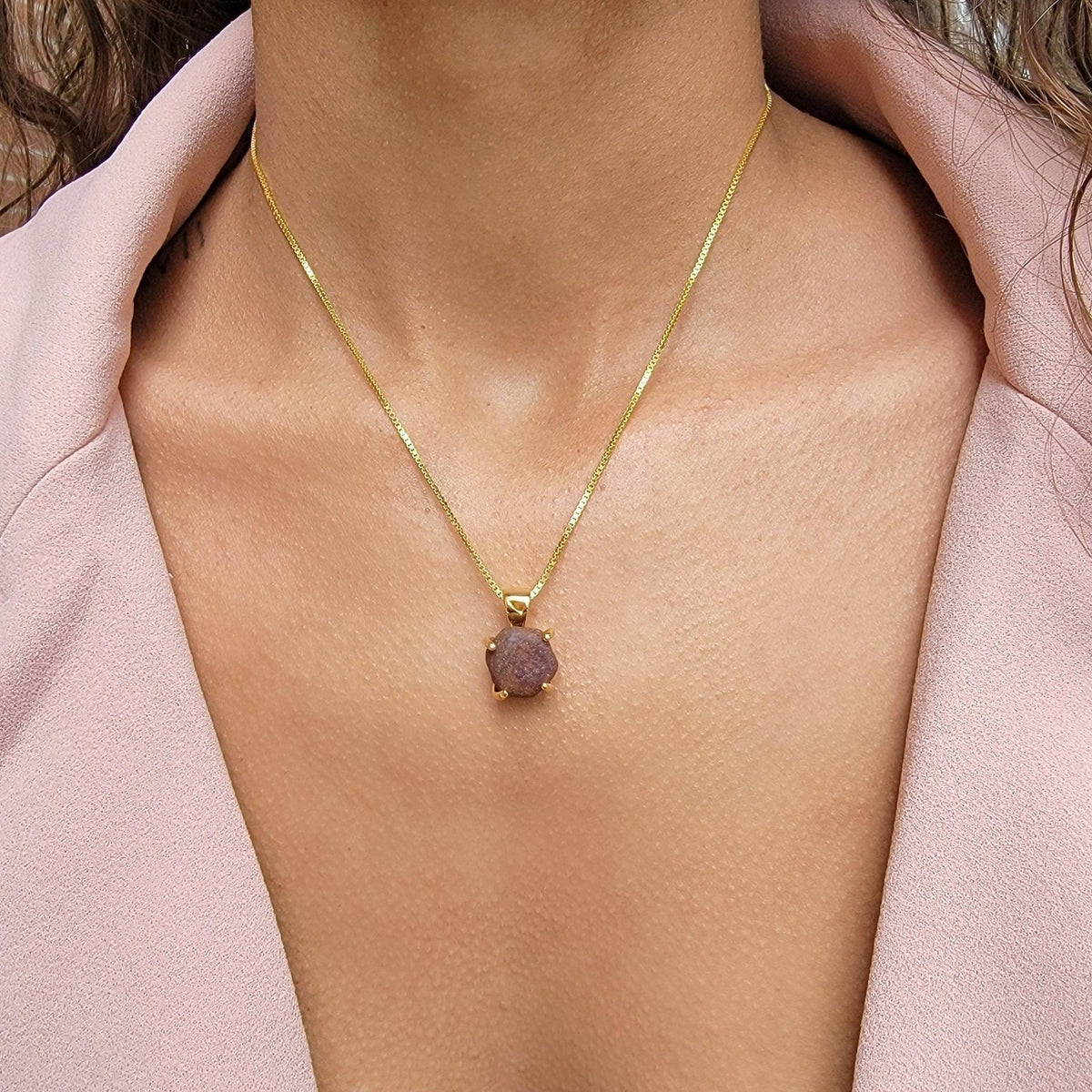 Real Raw Ruby Pendant Necklace - Uniquelan Jewelry