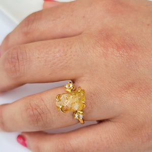 Real Raw Yellow Sapphire Ring - Uniquelan Jewelry
