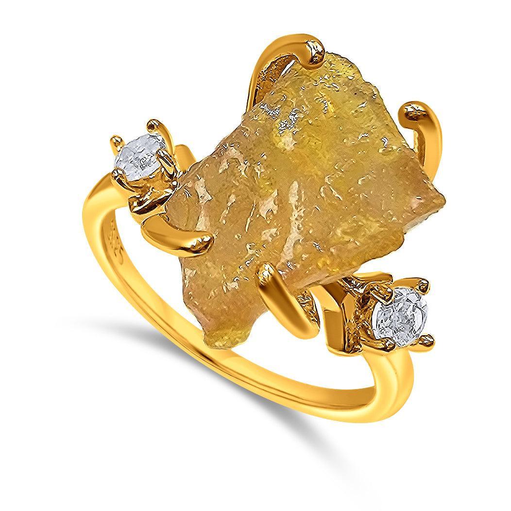 Real Raw Yellow Sapphire Ring - Uniquelan Jewelry