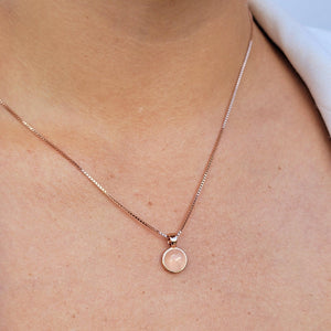 Real Rose Quartz Bezel Necklace - Uniquelan Jewelry