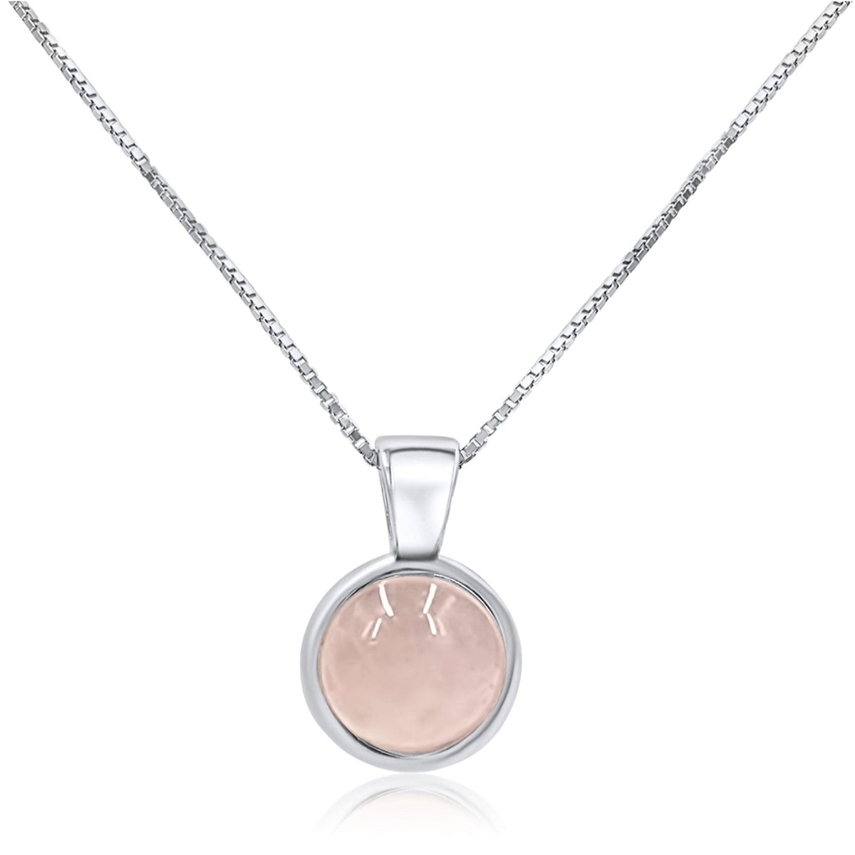 Real Rose Quartz Bezel Necklace - Uniquelan Jewelry