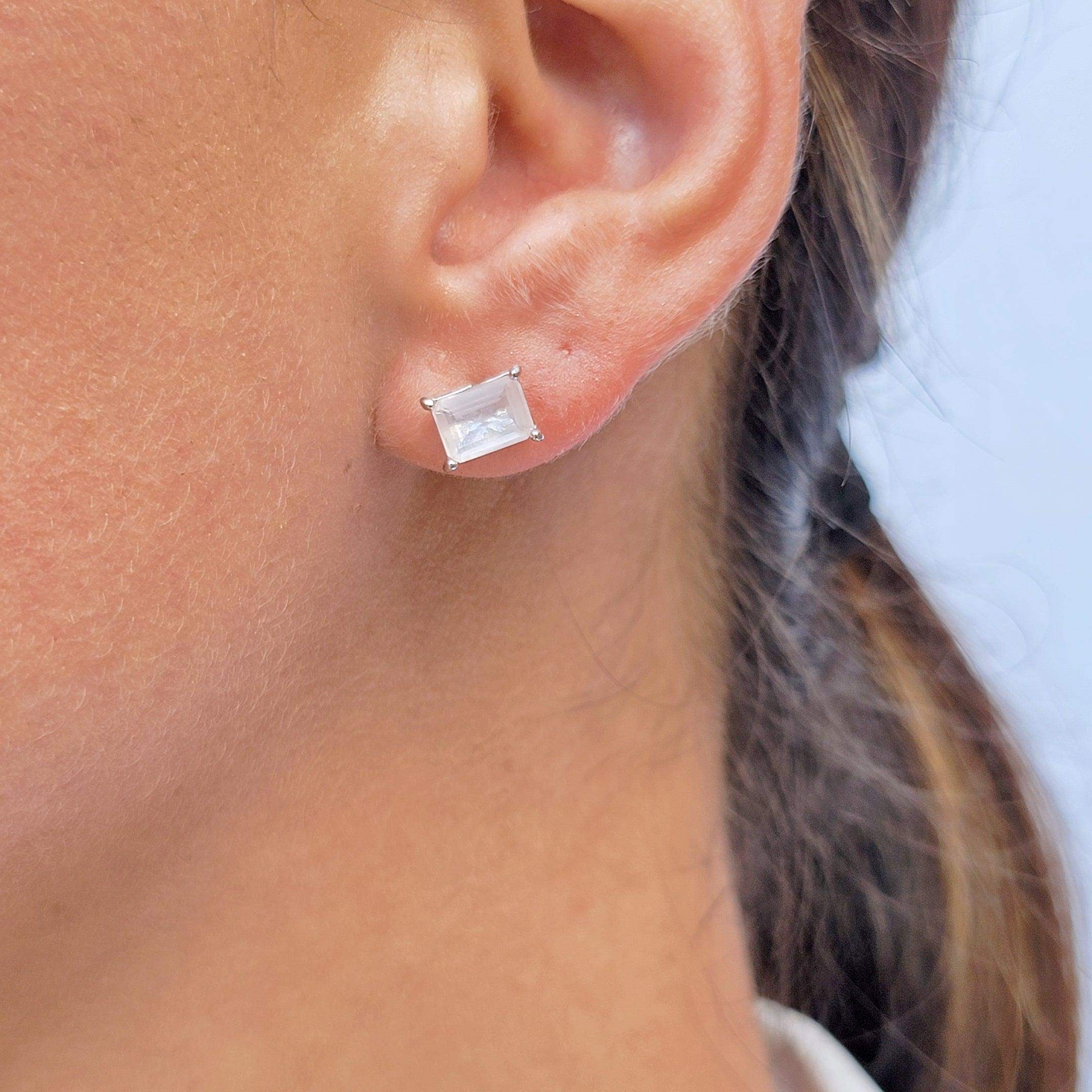 Real Quartz Heart Earrings