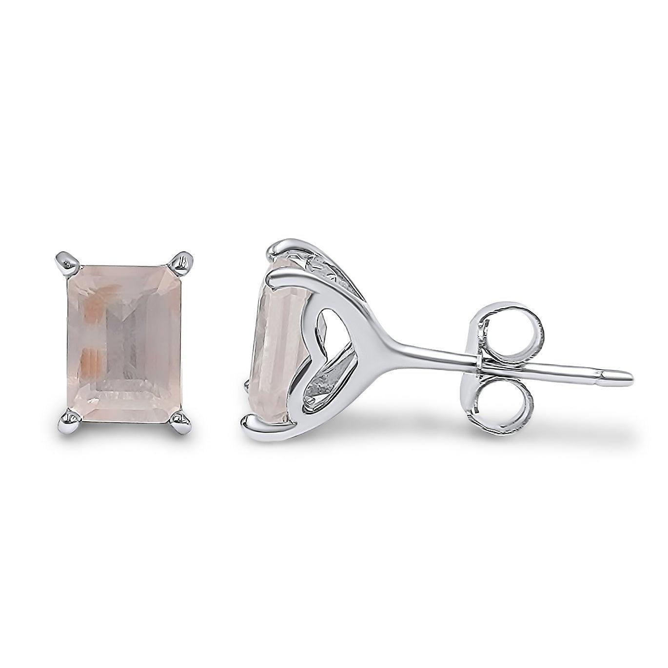 Real Rose Quartz Heart Earrings - Uniquelan Jewelry