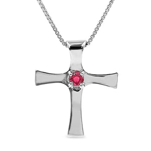 Real Ruby Cross Necklace - Uniquelan Jewelry