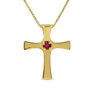 Real Ruby Cross Necklace - Uniquelan Jewelry