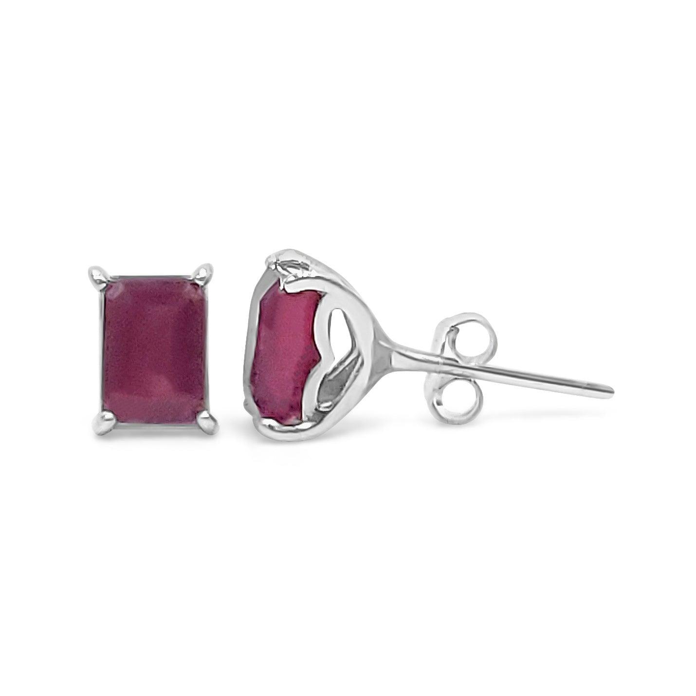Heart Real Ruby Stud Earrings