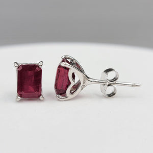 Real Ruby Heart Stud Earrings - Uniquelan Jewelry