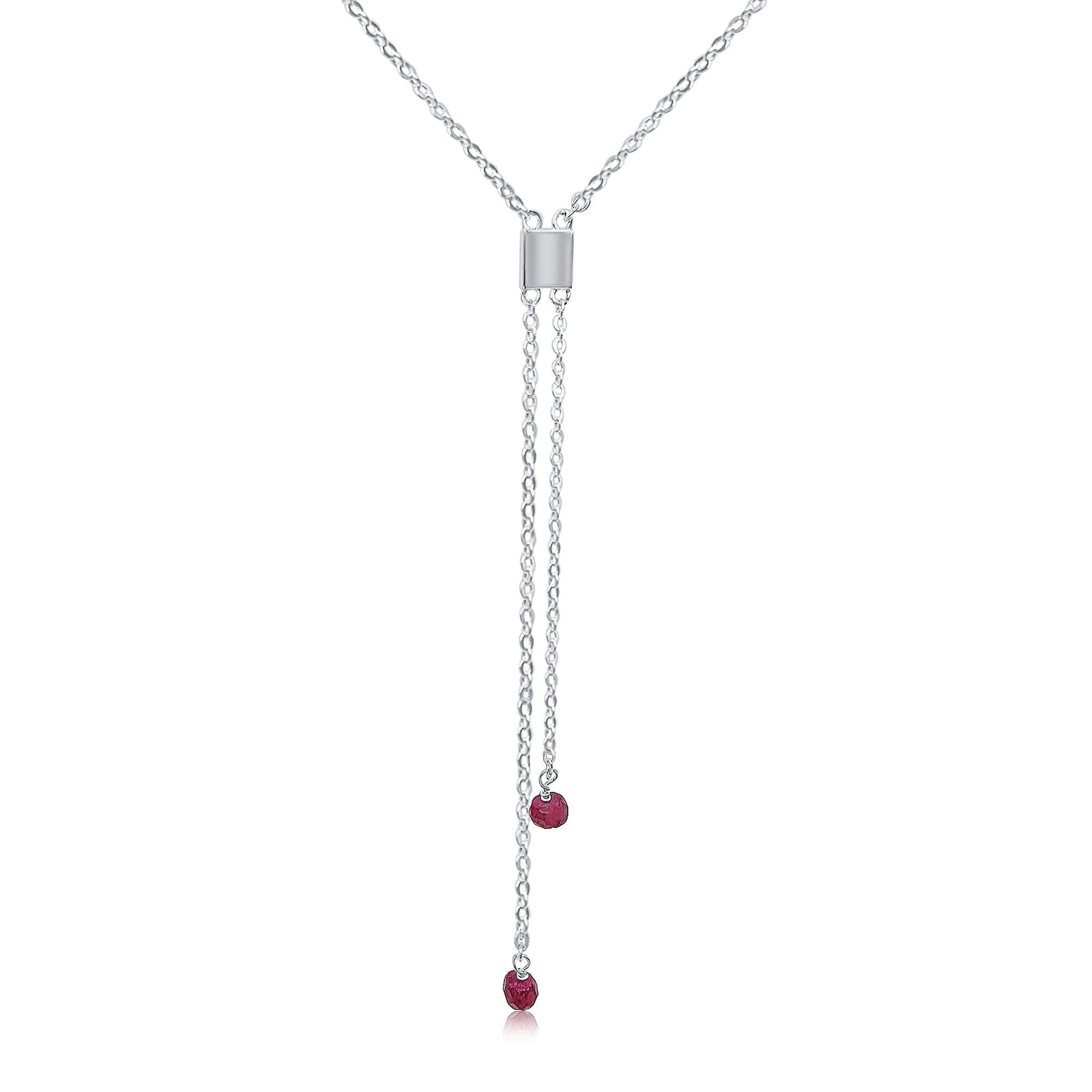 Real Ruby Lariat Chain Necklace - Uniquelan Jewelry