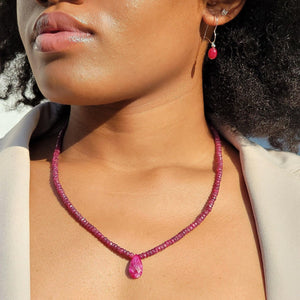 Real Ruby pendant Strand Necklace - Uniquelan Jewelry