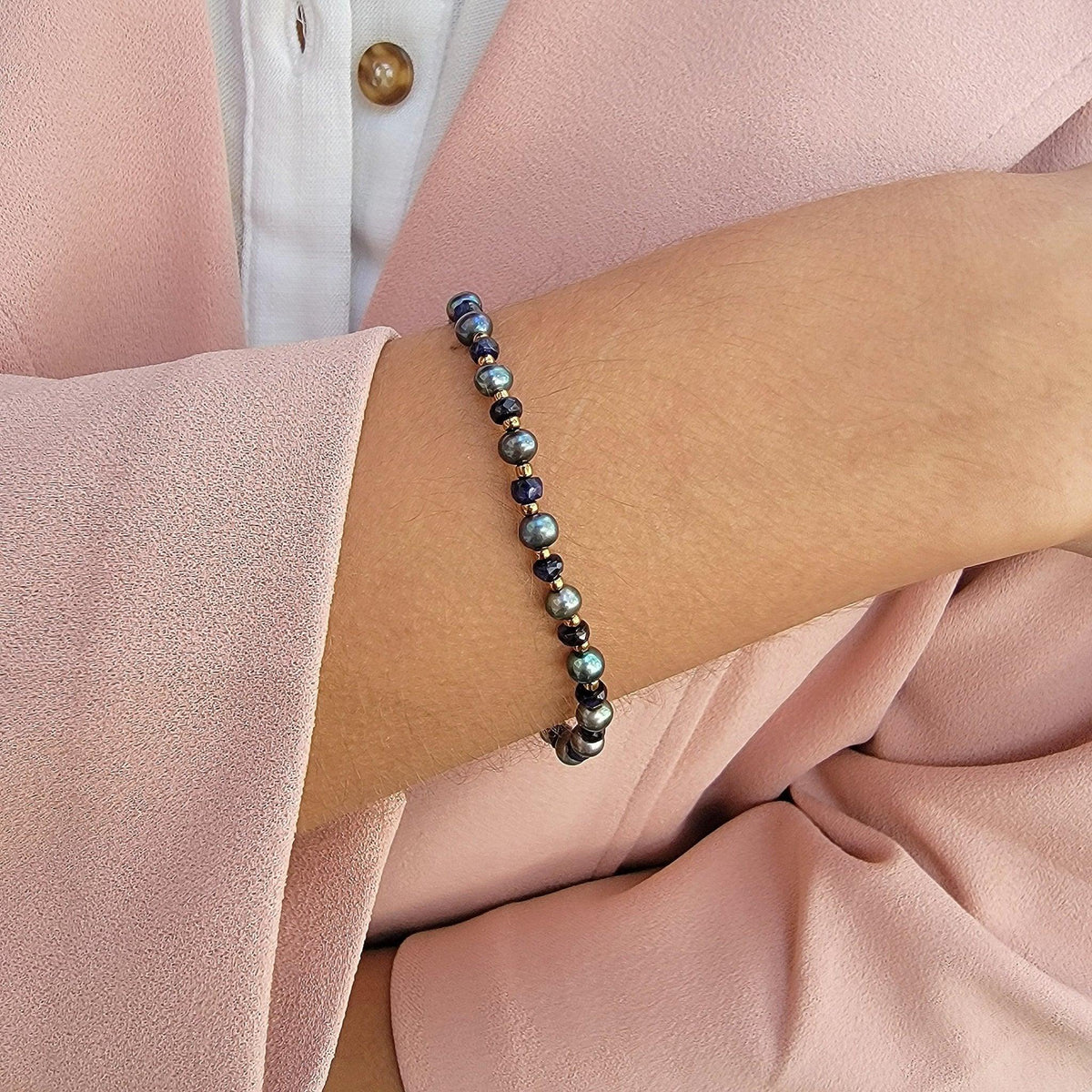 Real Sapphire and Pearl Bracelet - Uniquelan Jewelry