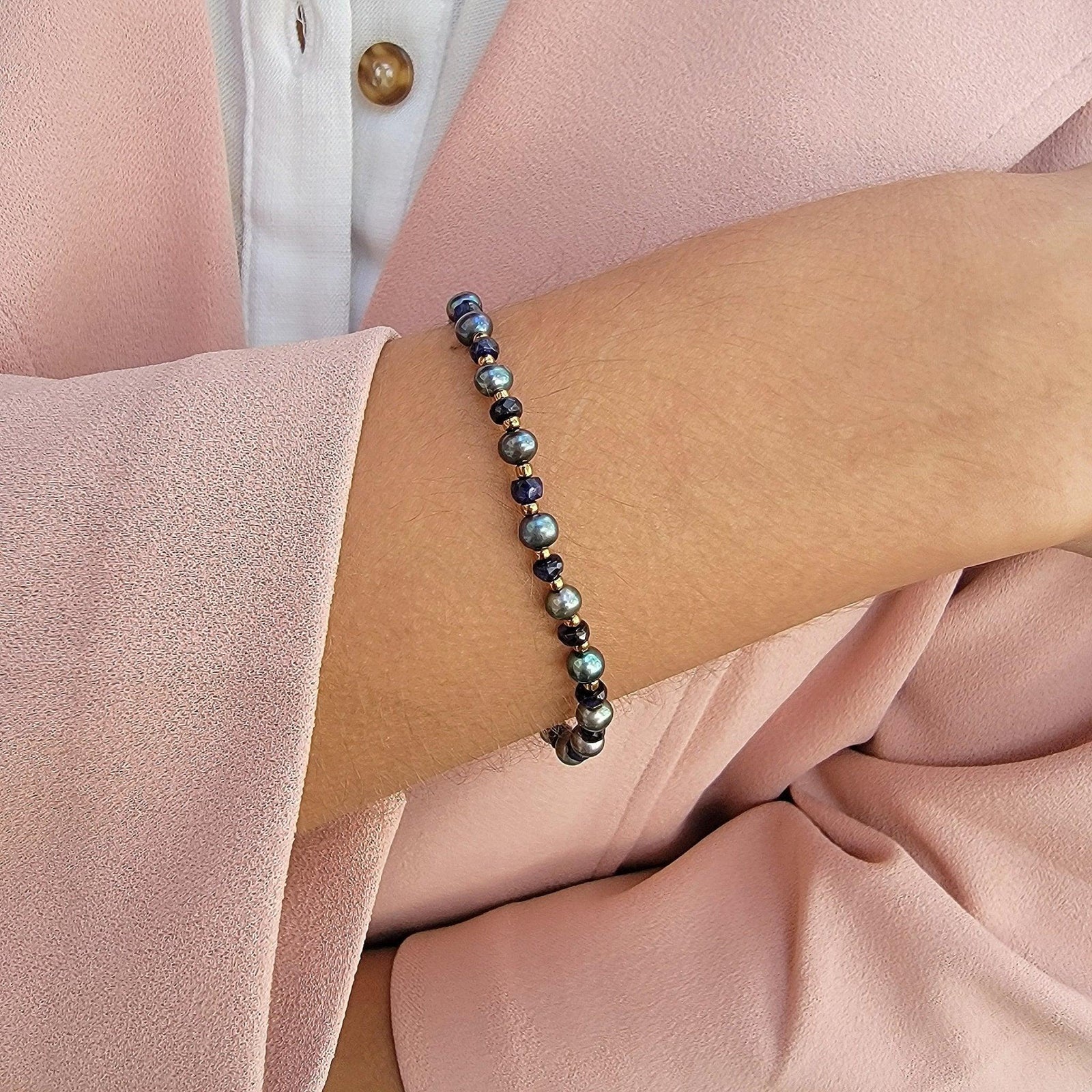 Real Sapphire and Pearl Bracelet - Uniquelan Jewelry